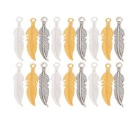 OATIPHO 300PCS Vintage Alloy Wing Leaf Charms Pendants Set, Antique Silver Gold Bright Silver Plume Charms for DIY Jewelry Making, Earrings, Bracelets, Necklaces, Keychains, Craft Supplies