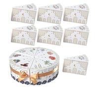 OATIPHO 30pcs Paper Triangle Cake Shape Box with Authentic Middle Eastern Designs, Elegant Candy Packaging Needs Assembly, Vivid Colourful Appearance for Ramadan and Eid Mubarak Parties