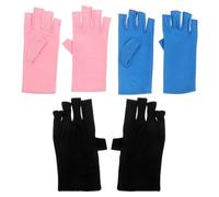 OATIPHO 3pairs UV Half Finger Gloves for Manicure and Gel Lamp Use Reusable Nail Salon Essentials Protect Hands and Fingers During UV Curing