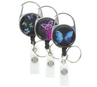 OATIPHO 3pcs Butterflies-Pattern Cards Buckles Badge Holders Sturdy Abs Zinc Alloy Construction Adorable Craftsmanship Presenting Work Badge Office and Medical Professionals