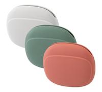 OATIPHO 3PCS Cable Organizer Bags for Earphones and Data Cables, Small Portable Silicone Electronic Storage Cases in Quiet Gray, Bamboo Green, and Milky Red, Travel and Outdoor Accessory