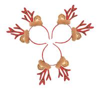 OATIPHO 3pcs Christmas Reindeer Antler Headband Set Plush Fawn Ears and Red Deer Horns, Holiday Hair Accessories for Party and Festive Wear