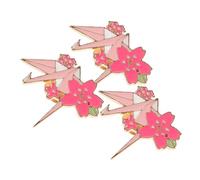 OATIPHO 3pcs Cute Cherry Blossom Crane Brooch Metal Origami Crane Badge for Women Versatile Accessories for Cardigans Shawls Clothing Eye Catching Floral Design