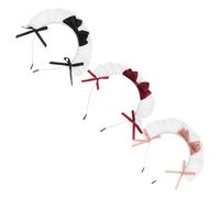 OATIPHO 3pcs Cute Lace Lolita Maid Bow Headband for Anime Cosplay Hair Accessories in Wine Red Pink Black Statement Hairband for Costume Tea Party