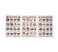 OATIPHO 3pcs Diabetes Food List Chart Set Low Glycemic Index Meal Planner Healthy Recipes Diet Guide for Beginners Kitchen Wall Decor Family-friendly Prediabetes Nutrition Poster