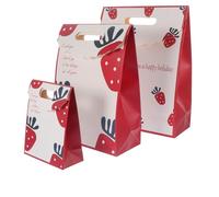 OATIPHO 3pcs Strawberry Bag Valentine's Day Paper Bags for Candy Pouches Pack for Packaging for Wrapping Festival