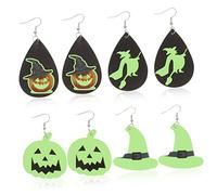 OATIPHO 4 Pairs Halloween Festival Pumpkin Dangle Drop Earrings for Women Glow the Dark Witch Hat Costume Jewelry for Party Cosplay Night Club and Daily Wear