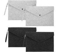 OATIPHO 4 Pcs A4 Felt File Folders Set, Portable Snap Type Document Folder with Loop, Office Briefcase Bag for Document Storage, 2 Light Grey + 2 Dark Grey
