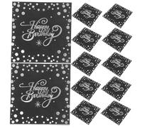 OATIPHO 40pcs Silver Foil Birthday Napkins Disposable Decorative Paper Serviettes for Cocktail Parties and Birthday Event Supplies Soft Durable Hand Towels for Men and Women Celebration