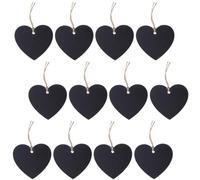 OATIPHO 40pcs Tags Unfinished Blank Wooden Heart Shape Label Black Wood Pre-Punched Hole with Rope Simple Design Fashionable for Scrapbook Wrapping