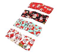 OATIPHO 4pcs Christmas Headbands Knotted Elastic Hair Bands for Women Yoga Running Sports Breathable Santa Bell Reindeer Prints