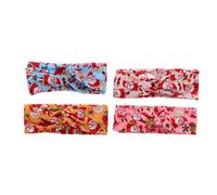 OATIPHO 4pcs Christmas Knotted Headbands Elastic Sweatband Yoga Hair Accessories with Santa Claus Reindeer Print Breathable for Women and Fitness Hair Band