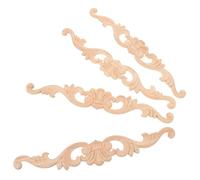 OATIPHO 4pcs Corner Onlays Flower Carvings Wooden Wood Frame Corner Decorations Unpainted Finish Easy Installation Artistic Natural Grain Patterns Home Decor