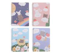 OATIPHO 4Pcs Cute Coil Notepad Set 145X210Mm Spiral Diary Books for Students, Portable Office Notepads with Bear and Rabbit Design, Pocket Coil Diaries for School and University Use