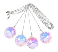 OATIPHO 4Pcs Decorative Crystal Ceiling Fan Pull Chain Extensions with 50Cm Beaded Pendant Cord for Ceiling Fans and Light Fixtures, Purple Floral Design