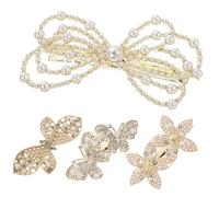 OATIPHO 4Pcs Elegant Butterfly Hair Clips with Flower Design Shiny Barrettes for Hair Accessories for Weddings Parties and Everyday Use