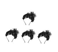 OATIPHO 4pcs Elegant Lace Mesh Fascinator Headpiece for Women Lightweight Breathable Hairband with Butterfly and Flower Decorations Versatile Cocktail Tea Party Headwear Stylish Bridal