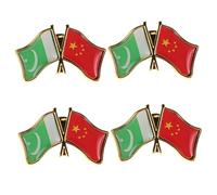 OATIPHO 4pcs Flag Lapel Pin: Pakistan And China Friendship Brooch Metal National Country Flag Badge Patriotic Party Favor For Clothes Jackets Backpacks Hats