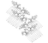 OATIPHO 4pcs Handmade Pearl Flower Bridal Side Combs, Vintage Metal Hair Accessories with Strong Grip and Easy to Wear for Brides and Bridesmaids in Indoor Wedding Setting