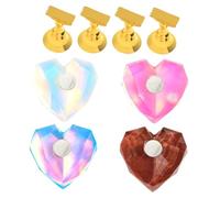 OATIPHO 4pcs Heart Shaped Nail Tip Practice Stand with Realistic Hand Simulation Portable False Nail Display Rack for Beginners and Professional Training for Salon Home Travel and