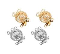 OATIPHO 4pcs Multi Strand Necklace Clasps Set with Sunflower Pearl Design, Gold and Platinum Plated Metal Connector Charms for DIY Jewelry Making and Necklace Decoration