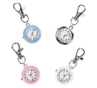 OATIPHO 4pcs Nurse Fob Watch Clip-on Glow in The Dark Pointer Metal Keychain Pocket Watches for Nurses Large Dial and Seconds Display Portable Hanging Nursing for Healthcare Professionals