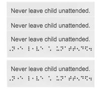 OATIPHO 4Pcs Plastic Braille Label Sign Boards with Raised Letters for Outdoor Use, Braille Attention Signs for Visually Impaired, Sturdy Blind Accessibility Aids