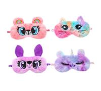 OATIPHO 4Pcs Plush Sleep Mask Eye Covers for Travel Naps Faux Blindfolds Owl Cat Unicorn Bear Comfortable Multifunctional Eye Masks