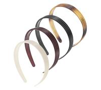 OATIPHO 4pcs Retro Striped Resin Headbands for Women Narrow Hair Hoops Flexible Hair Styling Essentials for School Casual Wear in Burgundy Black Beige Tortoise Shell