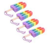 OATIPHO 4pcs Soft Body Scrub Bath Sponges for Gentle Exfoliating and Back Washing Portable Shower Scrubbers Cute Rainbow Ice Cream Design Comfortable Skin Care Accessories