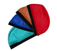 OATIPHO 4pcs Stretch Dome Wig Caps, Breathable Wig Liners for Men and Women, Elastic Stocking Hair Cover Set with Wine Red, Royal Blue, Lake Blue, Khaki for Daily Wear and Hair Care