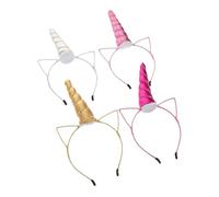 OATIPHO 4pcs Unicorn Headbands for Birthday Accessories with Glitter Horns and Ears Creative Cartoon Design Gold Silver Rose Red and Pink Versatile Party Hair Decorations for Little