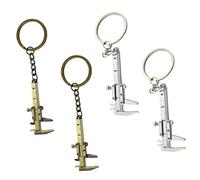 OATIPHO 4pcs Vintage Vernier Caliper Keychains Mini Portable Zinc Alloy Key Rings for Car Keys Bags and Wallets Stylish Adult Keychain Silver Copper