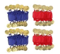 OATIPHO 4Pcs Wrist Bell Bracelets for Belly Dancing - Red and Royal Blue Wristbands - Dance Costume Accessories for Women and - Belly Dance Wristbells for Performance and Halloween