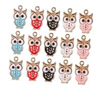 OATIPHO 50pcs Owl Alloy Pendant Charms Diy Jewelry Making Set with White, Teal, and Pink Drop Oil Pendants for Crafting Necklace Accessories in Uk