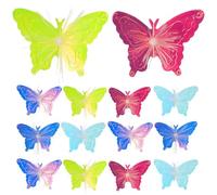 OATIPHO 50pcs Waterproof Solar LED Butterfly Lights for Outdoor Garden Patio, Multi-Color PVC Holographic Fiber Optic Decorations, Suitable for Christmas Flower Bed and Yard Pathway