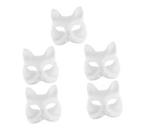 OATIPHO 5pcs Blank Fox Masks for DIY Hand Painting Pulp Masquerade Masks for Parties Schools and Family Events for Creative Costume Performances