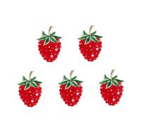 OATIPHO 5pcs Cute Red Crystal Strawberry Brooch Pin Minimalist Fruit Badge Jewelry for Women Shawl Pin Versatile Decorative Lapel Accessory for Clothing Backpacks Hats Bags