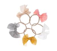 OATIPHO 5pcs Hair Bands Chiffon Bowknot Elastic Hair Accessories for Adorable Headbands White Pink Yellow Grey for Stylish