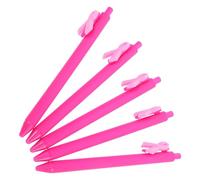 OATIPHO 5pcs Ribbon Shaped Plastic Ballpoint Pens with Comfortable Grip for Health Awareness, for Fundraising Activities and Charitable Causes, Pink Decorative Writing Pens