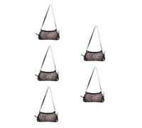 OATIPHO 5pcs Stylish Leopard Print Underarm Bag with Bow PU Shoulder Handbag for Women Efficient Multi Compartment Interior for Social Events and Work Crescent Purse