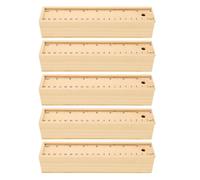 OATIPHO 5pcs Wooden Pencil Box with Sliding Drawer and Ruler, Small Stationery Organizer Case for School, Office, and Travel, Multifunctional Pen Storage Box with Measurement Scale