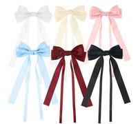 OATIPHO 6 Pcs Colorful Bow Hair Clips for Women Satin Ribbon Barrettes with Long Tail Elegant Hair Accessories Party and Daily Use