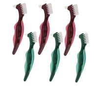 OATIPHO 6pcs Dual Head False Teeth Brushes with Stiff Bristles for Denture Cleaning and Gum Massaging Non Slip Handle Toothbrushes for Elderly Daily Oral Care and Thorough Denture
