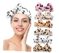 OATIPHO 6pcs Leopard Print Bowknot Headband Spa Headbands for Washing Face Makeup Bathing Comfortable Hair Accessories Coffee Pink Yellow White Beige