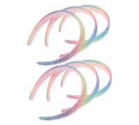 OATIPHO 6pcs Rainbow Glitter Wide Headbands for High Crown Sparkly Hair Accessories with Colorful Sequin Design Gentle Comfortable Band for Birthday Parties and Everyday Wear