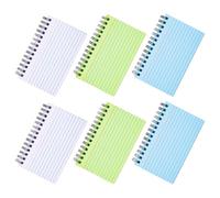 OATIPHO 6pcs Spiral Coil Notebooks with Ruled Lines - Pocket-size Mini Writing Pads Set in White, Blue, Green - Small Lined Notepads for Study, Office, School, and College Note Taking