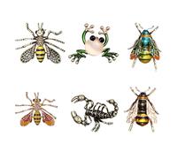 OATIPHO 6pcs Vintage Animal Insect Brooch Set, Creative Bee and Butterfly Lapel Pins, Clothes Decor Accessories for Women’s Fashion Corsage and Jacket Decoration Assorted style
