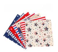 OATIPHO 7pcs US Flag Print Cotton Quilting Fabric Set 50x50cm DIY Patchwork Sewing Material for Crafts