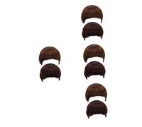 OATIPHO 8 pcs French Clip In Bangs Hairpieces for Women Thick Human Hair Fringe Extensions in Light Dark Brown Natural Invisible Fit Easy Secure Adhesive Elegant Face Framing Style for